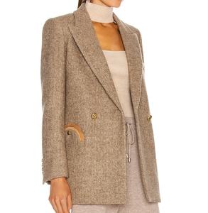 Giacca personalizzata alla moda invernale con risvolto lungo Tweed <span class=keywords><strong>Blazer</strong></span> da <span class=keywords><strong>donna</strong></span> abbigliamento Casual cappotti monopetto <span class=keywords><strong>a</strong></span> <span class=keywords><strong>righe</strong></span> da <span class=keywords><strong>donna</strong></span> - Product Image 3