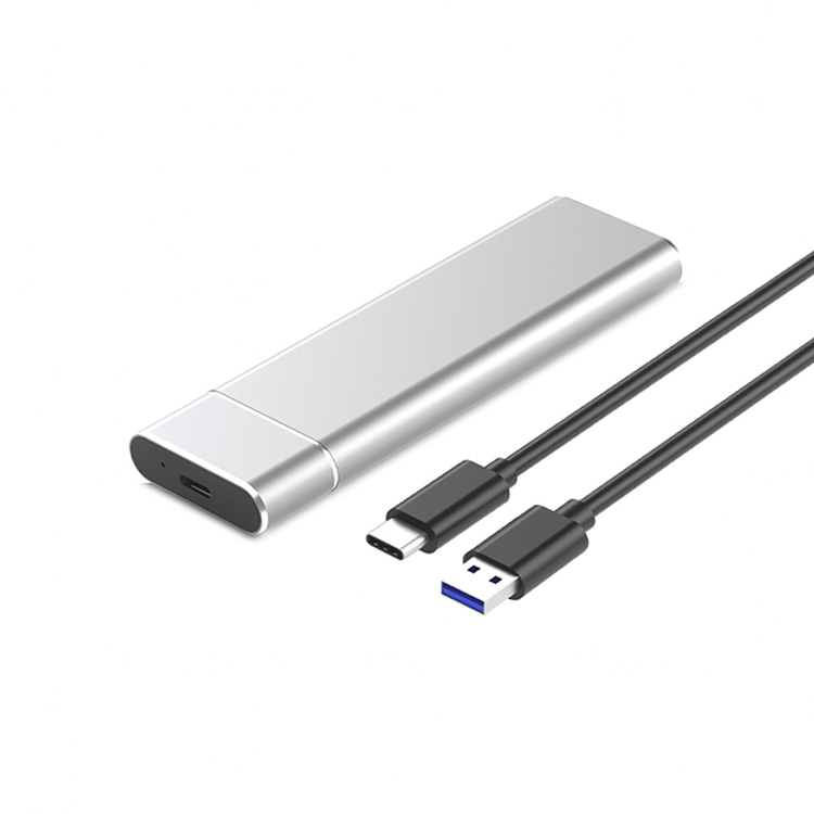 M2 NVMe Protocol Silvery Mobile Hard Disk Box Aluminum Alloy Shell USB Type-C Interface