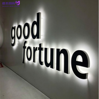 Enseigne LED 3D en acier inoxydable avec éclairage halo inversé, lettres personnalisées pour les entreprises en intérieur, les magasins de détail, la décoration murale de réception de bureau