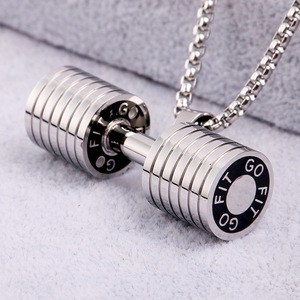 Collar con Colgante de Mancuerna de Acero Inoxidable |   Joyería Deportiva Inspirada en el Gimnasio para Hombres |   Accesorios para Entrenamiento y Levantamiento de Pesas - Product Image 5