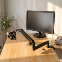 Support de microphone de bureau en métal robuste et réglable, rotation à 360 degrés, conception deux-en-un, fixation antichoc compatible avec Blue Yeti Topfree MCH02