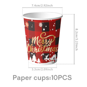 Juego de Vajilla Desechable para Cena Navideña, Platos de Papel con Diseño a Cuadros, Servilletas, Vasos, Tenedores, Cuchillos y Cucharas de Plástico para 10 Personas - Product Image 5