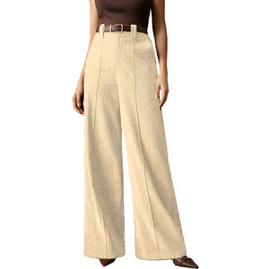 Fabricant de vêtements Nouveaux vêtements pour femmes Pantalons longs à jambes larges en <span class=keywords><strong>velours</strong></span> côtelé rétro à taille haute Pantalons droits en <span class=keywords><strong>velours</strong></span> - Product Image 1