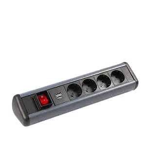 OSWELL Power Strip 5 Outlets European Extension Socket with 2 USB Ports Tower Extension Board