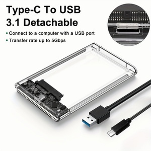 Custodia per disco rigido da USB3.0 a 2.5 pollici SATA custodia trasparente in plastica esterna custodia custodia per <span class=keywords><strong>HDD</strong></span> <span class=keywords><strong>adattatore</strong></span> usato per SSD - Product Image 5