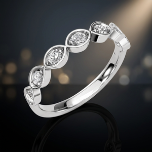 Anillo minimalista de compromiso y boda con diamante cultivado en laboratorio de corte elegante, media eternidad, para mujer, en oro de 10K, 14K, 18K, plata 925, 935. - Product Image 1