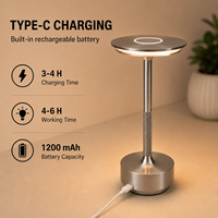 Lampes de table de luxe rechargeables à LED de style vintage moderne pour restaurant, mariage, décoration intérieure et bureau d'étude