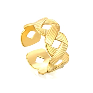 Anillos de Boda Personalizados en Forma de X, Antideslustre, Oro 18k, Acero Inoxidable para Pareja, Diseño Cruzado Multirrayas, Anillos Abiertos Ajustables - Product Image 1