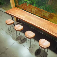Meilleures ventes de meubles commerciaux modernes, plateau en bois avec pieds en métal, longue table de salle à manger de cuisine, table haute de bar en bois pour restaurant