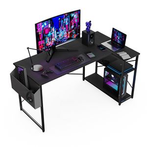 L a forma di scrivania da gioco, scrivania per Computer con custodia, scrivania da ufficio piccola scrivania con grandi scaffali reversibili - Product Image 1