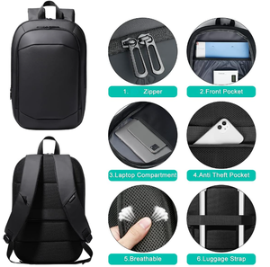 पुरुषों का बिजनेस बैकपैक स्लिम एक्सपेंड वाटरप्रूफ ट्रैवल लैपटॉप बैग यूएसबी चार्जर पोर्ट बड़े काम कंप्यूटर बैग कॉलेज लैपटॉप - Product Image 5