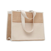 Sac isotherme personnalisé en jute lavable, style classique, imprimé sérigraphié, technique de couture, avec longue poignée, pour les courses quotidiennes