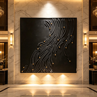 Décoration murale carrée 3D faite à la main, style abstrait moderne avec lignes fluides, cadre suspendu adapté pour hôtel et salon