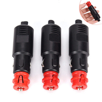 Connecteur de prise allume-cigare de voiture mâle 12V avec fusible LED rouge noir