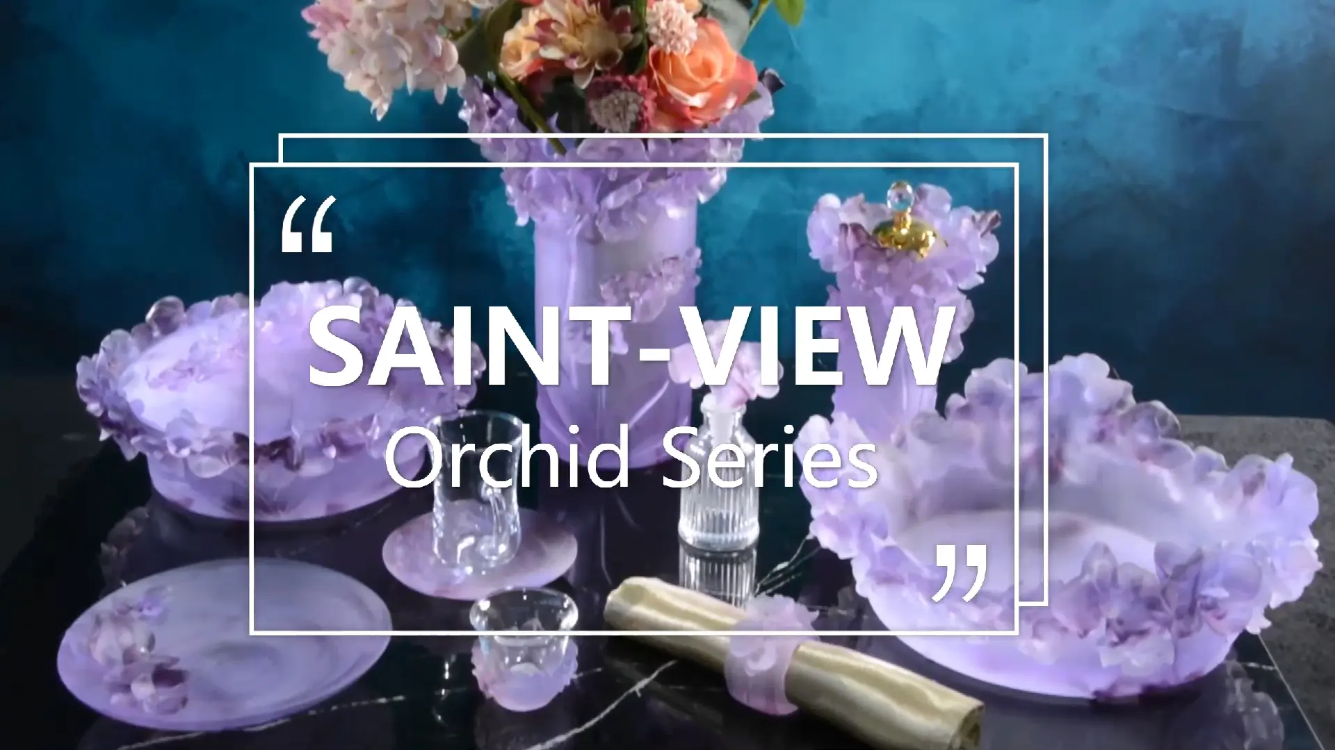 SAINT-VIEW 2021 Vintage Orchid Collection Casting Crystal pate de verre Serving Fruit Bowl
