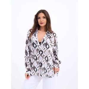 Chemise en mousseline imprimée pour femme Munich, boutonnée, décontractée, pour tous les jours, motif blanc, noir, marron, manches longues - Product Image 5