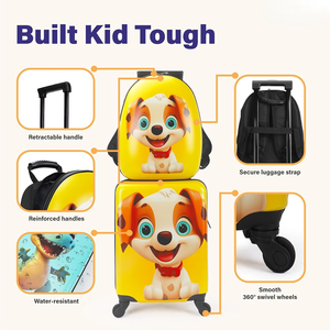 Ensemble de bagages pour enfants modernes de style dessin animé, 18 pouces, coque rigide, roues pivotantes, imperméable, unisexe, bagage à main pour tout-petits, approuvé par les compagnies aériennes - Product Image 2