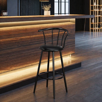 Tabouret de bar Windsor en métal personnalisé avec coussin en cuir PU pour café, bar, restaurant KC-C0008
