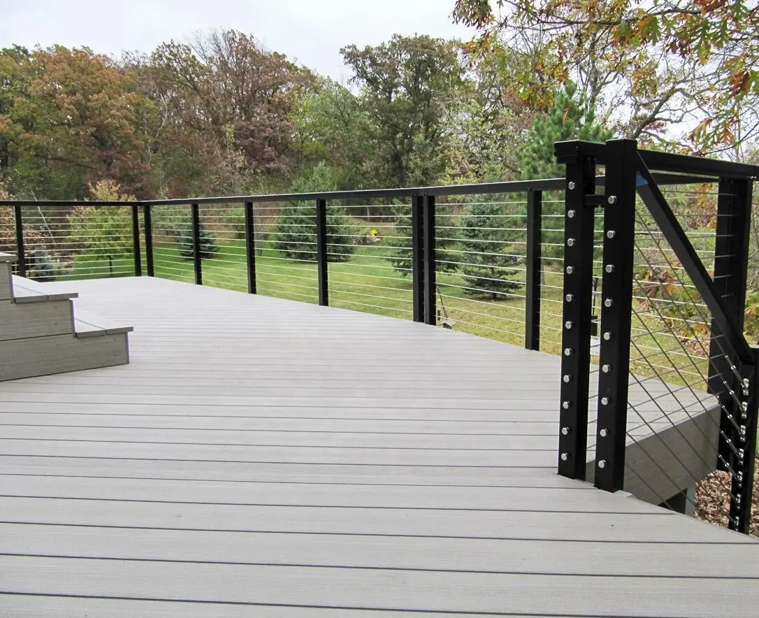 Popolare balcone in acciaio inossidabile nero cablato ringhiera del ponte e montante di design ringhiera