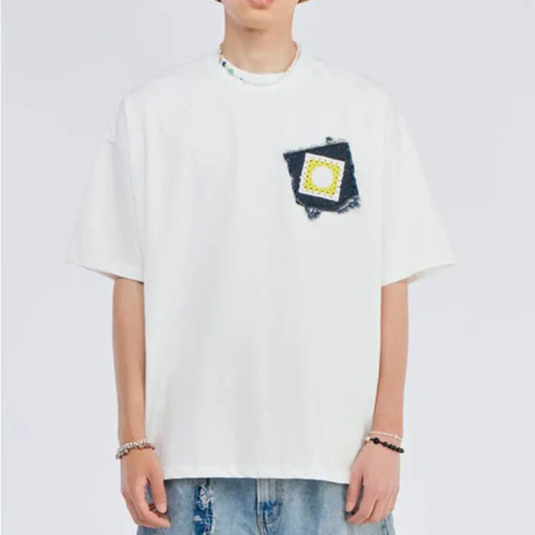 Hochwertige weiße übergroße T-Shirt übergroße T-Shirt Großhandel Männer Unisex-T-Shirts mit benutzer definierten Logo Siebdruck