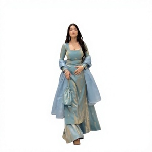 Salwar Kameez de Seda Azul para Mujer, Largo hasta el Suelo, Estilo Tradicional Indio-Pakistaní para Bodas, Corte Regular, Elástico, para Todas las Temporadas - Product Image 1