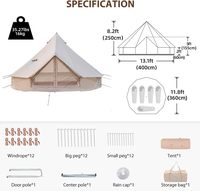 Tente cloche spacieuse pour famille, OEM/ODM, 4-6 personnes, quatre saisons, installation facile, imperméable, ventilée, tissu Oxford