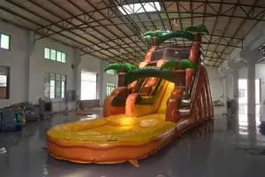 संगमरमर पीले उष्णकटिबंधीय inflatable पानी स्लाइड जहाज करने के लिए तैयार