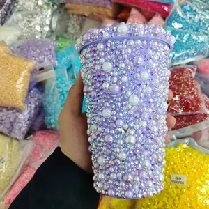 Meiyin Meilin plana volta pérolas e strass misturar ABS meia rodada pérola solta pérola para canecas DIY Decoração