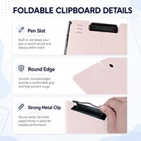 Soporte Plegable para Portapapeles 360 °   Portapapeles Giratorio de Plástico PP con Clip Metálico y Ranura para Bolígrafo para la Escuela y la Oficina