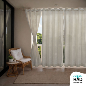 Arctic White Eyelet Outdoor Curtains 180 GSM with Crisp Neutral Finish and Light Filtering Fabric for Modern Balcony Patio - Product Image 2