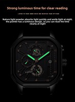 Reloj Cuadrado de Moda para Hombre, Multifunción, Cronógrafo, Movimiento de Cuarzo, Resistente, Luminoso, Tres Agujas, Acero Inoxidable