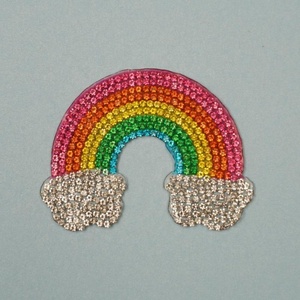 Apliques adhesivos de diamantes de imitación brillantes Hierro brillante en parche de sombrero de arco iris Parches de hierro de diamantes de imitación para la playa - Product Image 2
