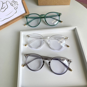 Lunettes anti-lumière bleue Qianai, monture ronde, monture intégrale, verres PC, montures de lunettes unisexes avec clous décoratifs, style Ins - Product Image 3