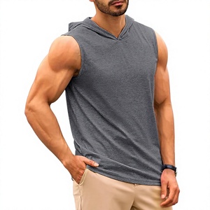 Low MOQ Wholesale Price Durable Gym <b>Sleeveless</b> Hoodies Latest Design Good Quality Black Breathable 100% Cotton <b>Hoodie</b> - Product Image 2