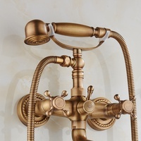 En gros robinet De douche Antique Téléphone forme Baignoire Ensemble de Douche Mural Double Trou mélangeur Chaud et Froid douche