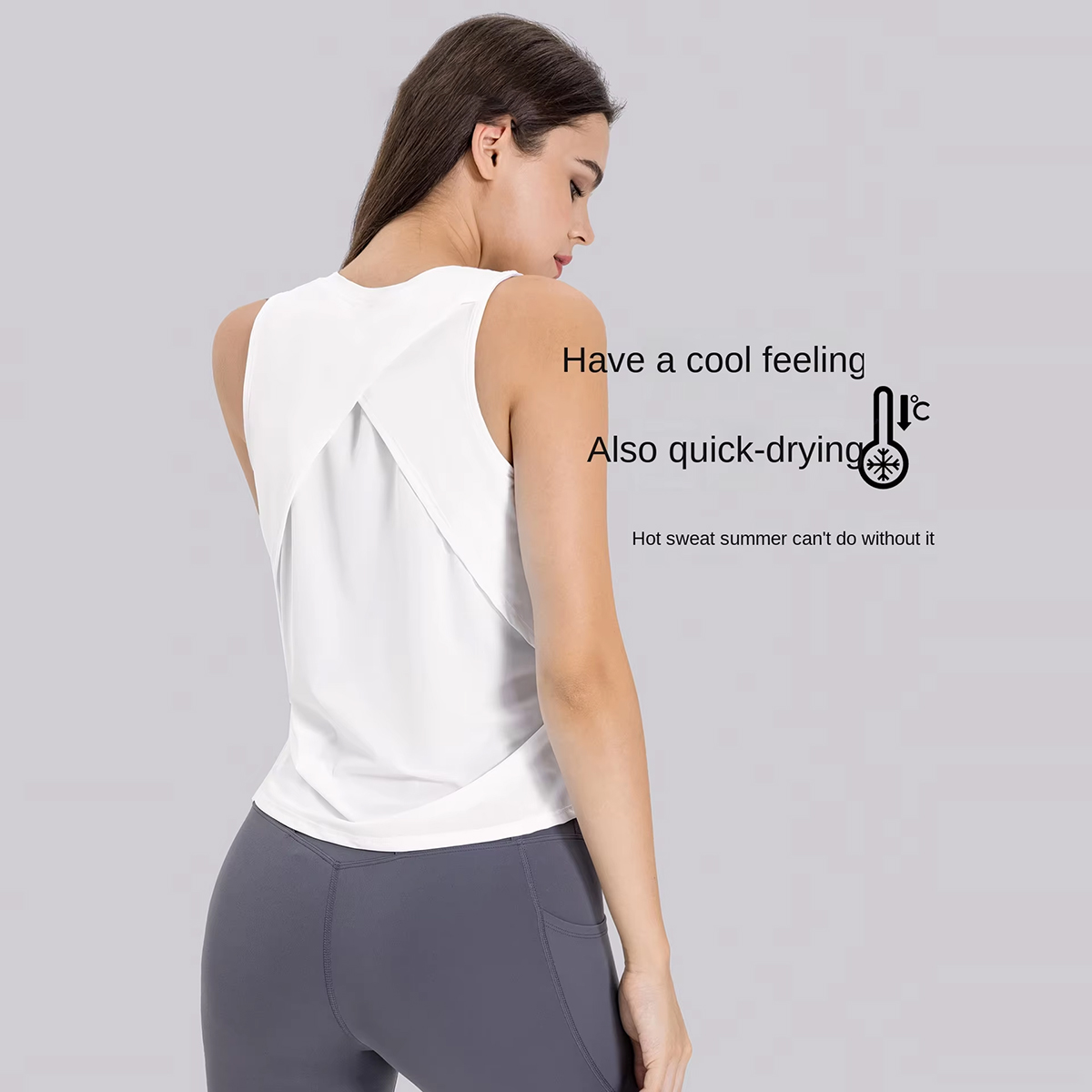 TongJoes Moisture-Wicking Breathable Yoga Vest Tops Cool Sports Clothing Front Logo Embossed Loose Blouse Comfortable Yoga Top