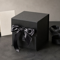 Boîte cadeau noire haut de gamme étanche avec compartiments, doublure en éponge, ruban de présentation, pour cadeaux saisonniers, emballage de vente au détail