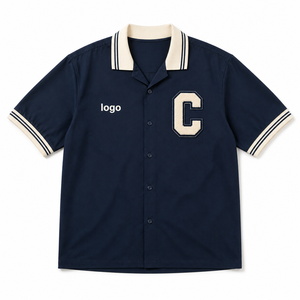 Custom Varsity Crossover <b>Bowling</b> <b>Shirt</b> Street Team Letterman Style Oversized Custom Logo Embroidered Polo OEM Factory - Product Image 2