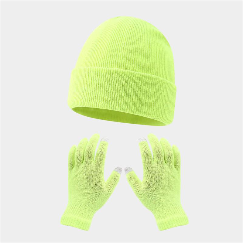 Autumn and winter warm gloves hat suit-[cyan]]