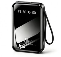 Batterie externe 20W 10000mAh avec câble intégré, collection de couleurs pastel vives, demi-écran/plein écran, logo personnalisé pour téléphones