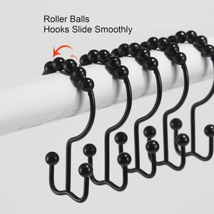 YIWANG Crochets noirs doubles pour tringle de rideau de douche, anneaux de suspension pour rideaux - Product Image 2
