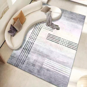 High-Grade Gray Loop Pile Polyester Geometric Pattern <b>Light</b> Luxury Anti-slip Customizable Washable Carpet Living Room Bedroom - Product Image 3
