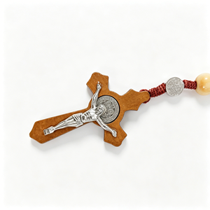 Rosario Cattolico in Legno a 59 Grani con Crocifisso di San Benedetto, Collana di Preghiera in Legno di Pino e Ulivo per il Culto Religioso, da Appendere a Parete - Product Image 6