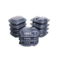 Contenants alimentaires jetables en PP noirs rectangulaires avec couvercles anti-buée, compatibles four/micro-ondes/réfrigérateur/congélateur, pour nouilles, salades, gelées