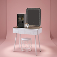 Table de maquillage moderne, écologique, durable, multifonctionnelle, personnalisable, avec miroir sur pied, rangement, bureau, construction en MDF, chambre à coucher