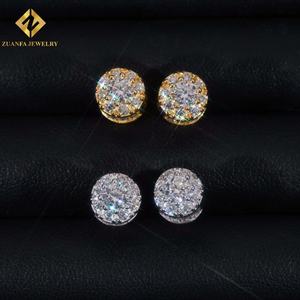 Luxury <b>Ice</b> Out Women Fine Jewelry 925 Sterling Silver VVS Moissanite 7.5mm Hip Hop Round Shape Earring Jewelry Unisex - Product Image 2