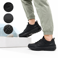 Chaussures décontractées pour hommes, légères, antidérapantes, à semelle épaisse, en tissu grainé respirant, entièrement noires, pour la marche en plein air