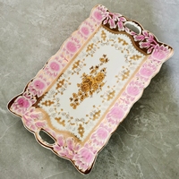 Assiette rectangulaire en céramique de 13 pouces, Rose dorée, japonaise, pain créatif