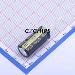 ตัวเก็บประจุแบบซุปเปอร์คาปาซิเตอร์ SDL2R7L1561325 แบบ Through hole Component (THT), ระยะขา P=5 มม. ความจุ 15F ±10%~+30% แรงดัน 2.7V กระแสไฟ 30uA ที่ 72 ชั่วโมง - Product Image 1