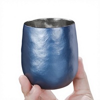 Tasse à eau en titane pur à double paroi résistante à la chaleur pour le camping en plein air, tasse à café et à thé au design minimaliste